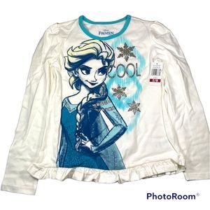 NWT Frozen long sleeve tee with glitter screen print Size 7/8
